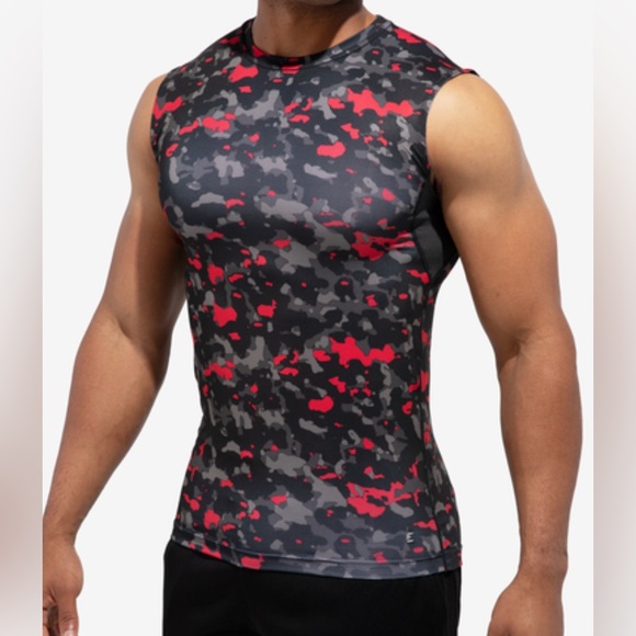 NWT [Eastbay] Compression Performance Sleeveless Tank Shirt Red Camo Men's Sz S - Picture 2 of 5